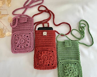 Handmade Crochet Crossbody Phone Bag: Polyester Mini Bag