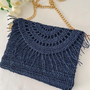 Bolso de mano de rafia de crochet: bolso de verano de paja hecho a mano