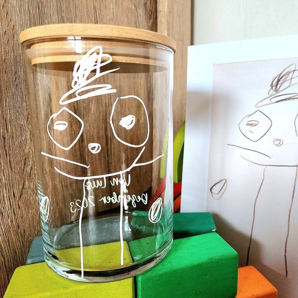 Personalisiertes Vorratsglas "Kinderbild", 880 ml, Umwandlung Bild auf Glas