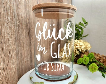 Personalisiertes Vorratsglas "Glück", 880 ml