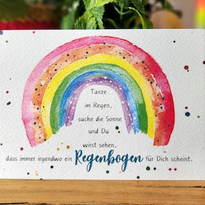 Handgemalte Grußkarte "Regenbogen", Postkarte