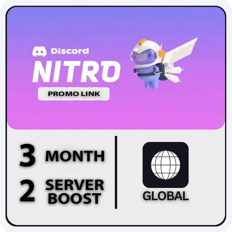 Discord Nitro Trial 3 Months 2 Boost Global Promotion new Accounts Only Etsy