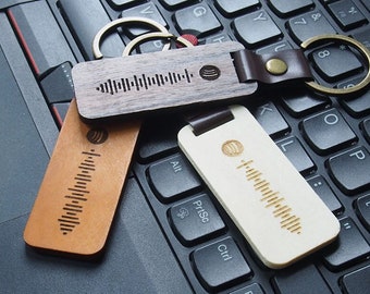 Wooden Spotify Keychain code Personalised Keyring Code | Music Gift for Him Her Sharing Keychain | Engraved Code Keychain