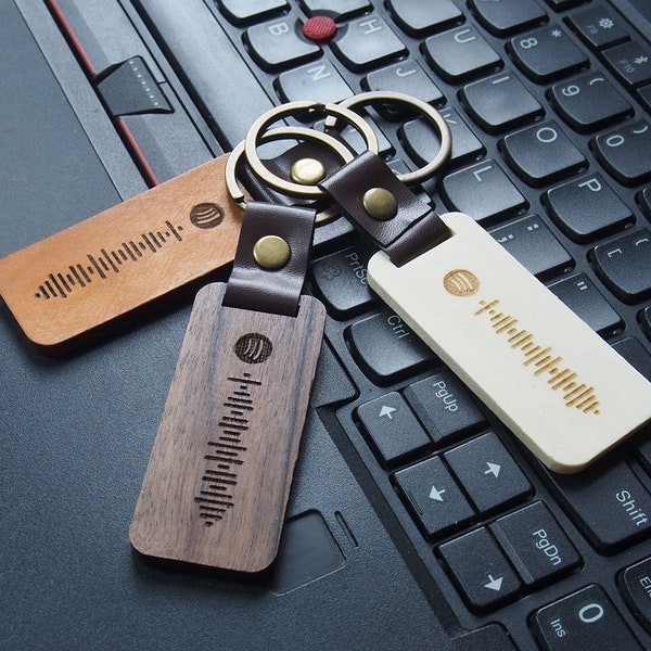 Wooden Spotify Music Code Keychain | Personalised Keyring | Music Code | Music Gift for Him Her | Custom Keychain | Engraved Code Keychai