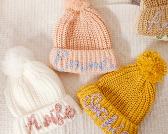 Gorro para niños con bordado personalizado, gorro con nombre para bebés, niñas y niños pequeños, regalos para Baby Shower