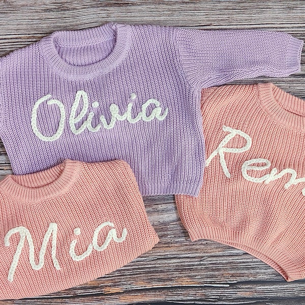 Personalized knit Name Baby Toddler Sweater, Custome Baby Newborn Name Sweater, Brown Baby boy Sweater With Name,Birthday Gift baby Toddler