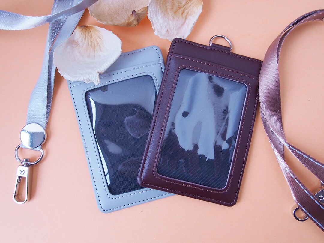 Custom Leather ID Card Holder, Badge Holder, Personalized Badge Holder