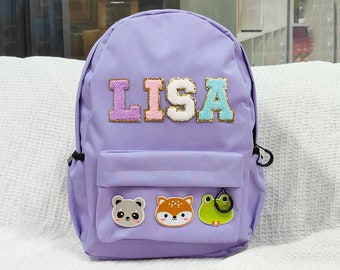 Personalized Mini backpack Purple Cute Nursury backpack | bookbags | PANDA Bunny school bags Toddler Christmas gift for kids