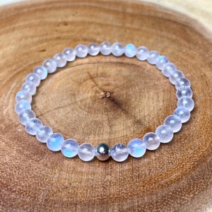 Top Grade AAAA+ Blue Flash Moonstone with Sterling Silver -  AAAA+ Super High Quality Moonstone Bracelet - Moonstone Bracelet