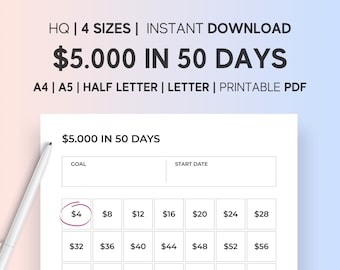 5000 Dollars in 100 Days, 5k Challenge, 100 Day Savings