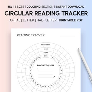 Circular Reading Tracker Printable: Monthly Book Log (PDF)