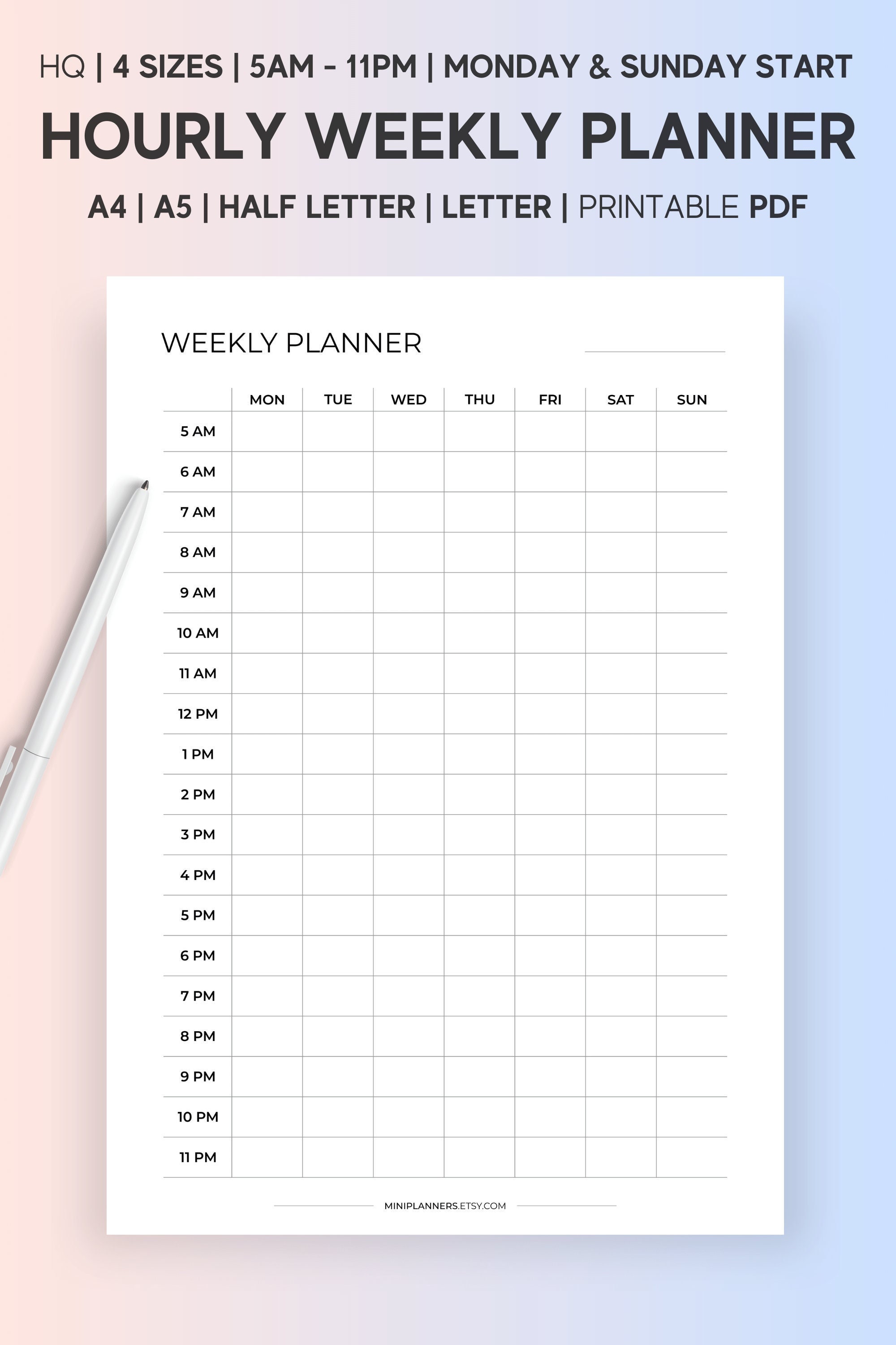 Printable Schedule 5am To 11pm