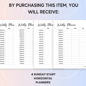 Printable Hourly Weekly Planner, Horizontal Printable Hourly 6AM - 11PM ...