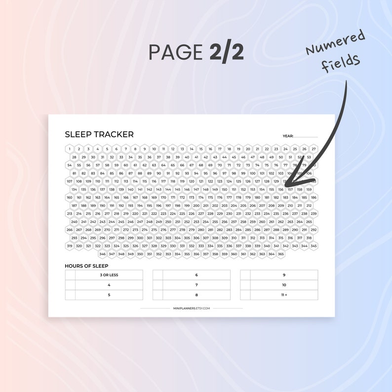 Printable Yearly Sleep Tracker, A4 Hours of Sleep Log, Sleeping