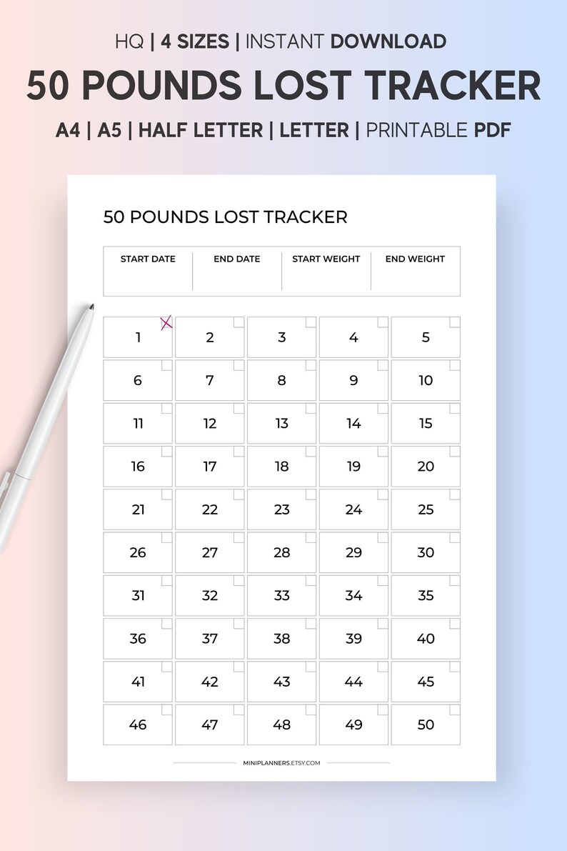 50 Pounds Lost Tracker Printable Lose 50 Lbs Weight Loss Etsy 50-pounds-lost-tracker-printable-lose-50-lbs-weight-loss-etsy