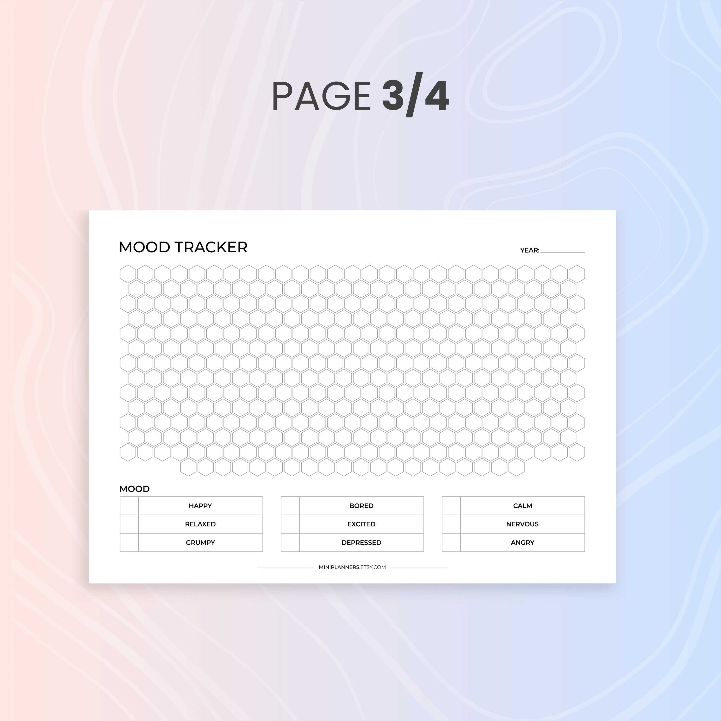 Honeycomb Mood Tracker Printable: Simple Mental Health Chart (PDF ...