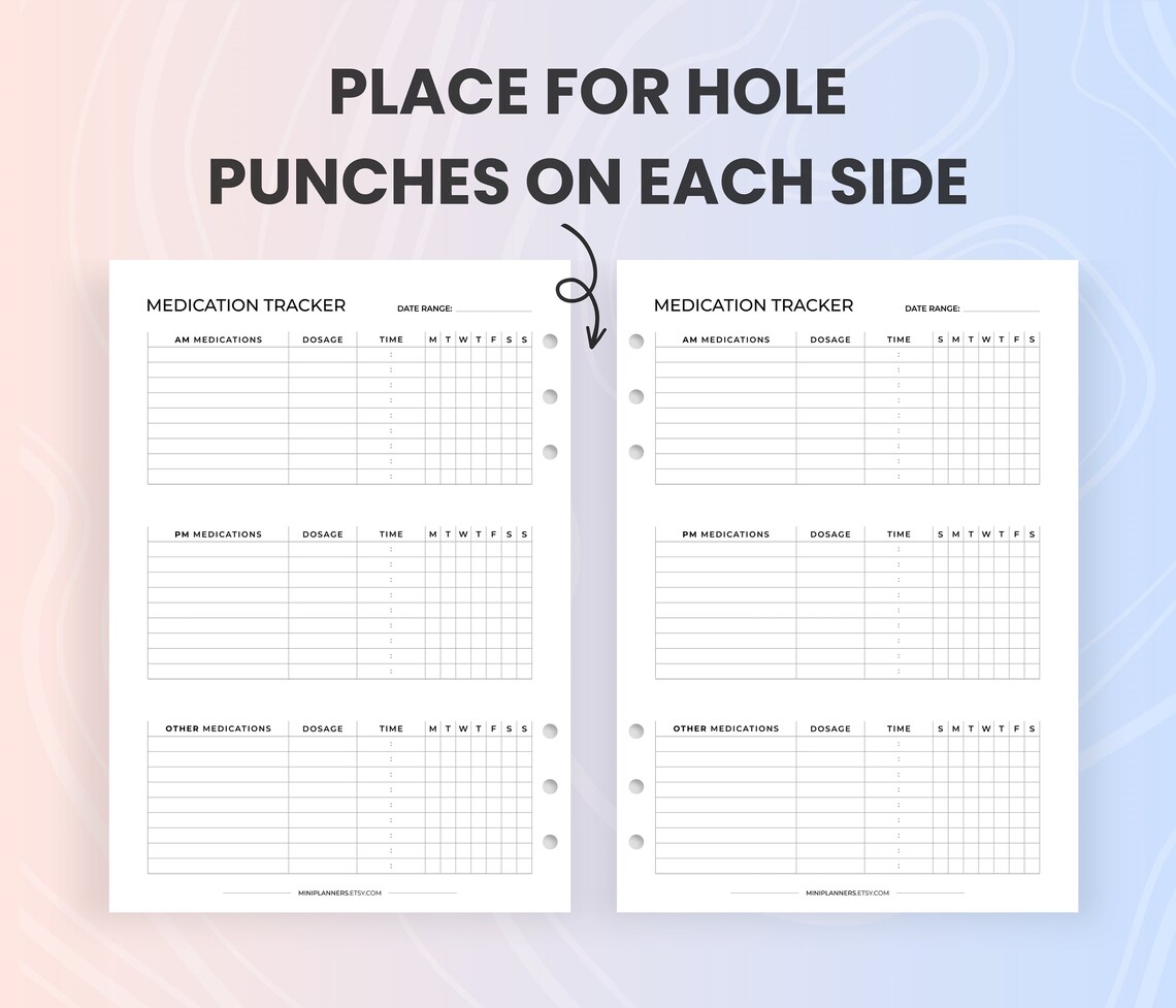 Weekly Medication Log, Printable AM PM Daily Medication Schedule, Pill ...