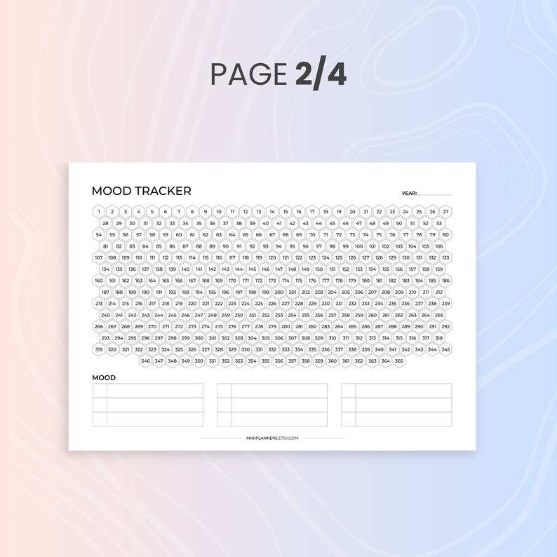 Yearly Simple Mood Tracker Printable Template, Honeycomb Mood Chart ...