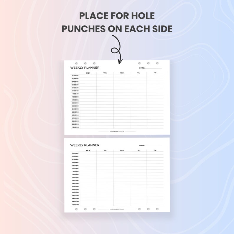 Hourly Weekly Planner Printable 6AM 10PM 5 Day Weekly - Etsy