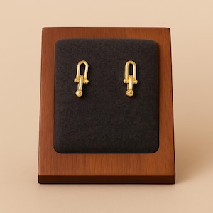 18K Solid Gold Overlapping Minimalist Earrings, Au750