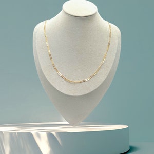 Collana con graffetta in oro massiccio 18k, 18 pollici - Catena a strati minimalista e delicata, AU750, alta gioielleria