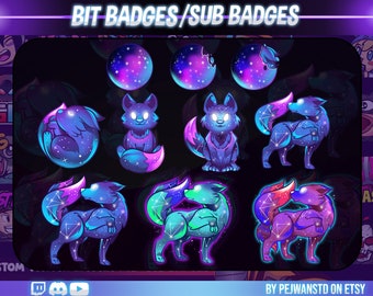 Lot de 10 badges ou sous-badges Bit | loup | sous-badges loup | insignes de loup | badges mors de loup