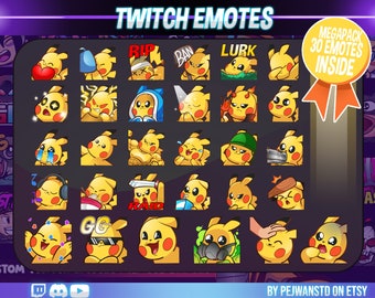 Yellow Cat Twitch Emotes | 30 Megapack (PNG)