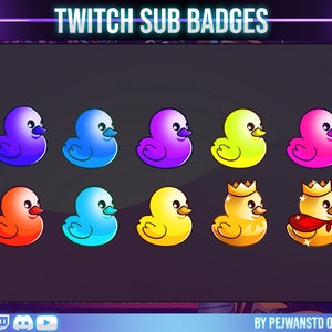 Twitch sub badges or bit badges duck | duck sub badges | duck bit badges | discord | youtube | twitch | duck