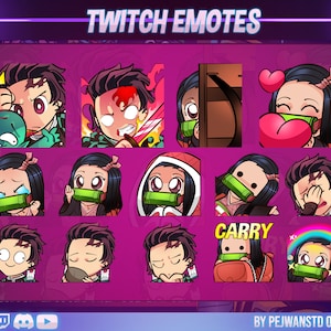 14 pack anime emotes | manga Twitch emotes | Demon Emotes | Youtube Discord