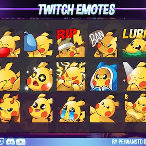 Twitch emotes yellow cat | cute emotes | discord emotes | kawaii emotes | lightning | bolt emotes | stream