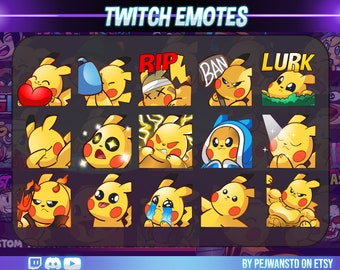 Twitch emotes yellow cat | cute emotes | discord emotes | kawaii emotes | lightning | bolt emotes | stream