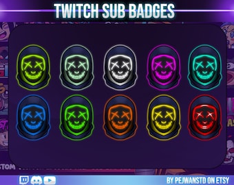 Twitch sub badges or bit badges neon mask | neon mask sub badges | neon mask bit badges | discord | youtube | twitch | neon mask