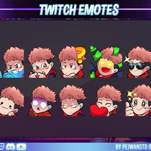 10 pack anime emotes | manga Twitch emotes |  Anime Twitch Emotes, Youtube Discord Emotes | jjk character | chibi emotes