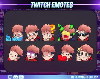 10 pack anime emotes | manga Twitch emotes |  Anime Twitch Emotes, Youtube Discord Emotes | jjk character | chibi emotes
