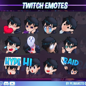 Confezione da 12 emote anime / Emote anime Twitch, Emote Youtube Discord / Emote per salire di livello in solitaria / Emote chibi l Emote Sung Jin-woo