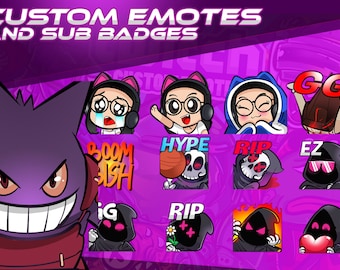 1 custom twitch emote | 1 emote | custom twitch sub badge | custom bit badge | discord or stream