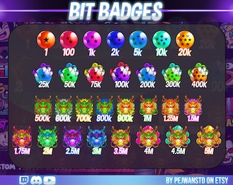30 pack dragon bit badges | number bit badge | ball sub badges | dragon sub badges | super dragon