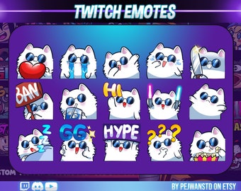 15 Kawaii cat | Cute Cat Emote | white Cat | anime emote | anime character | white cat | Twitch Discord Emotes | Twitch stream