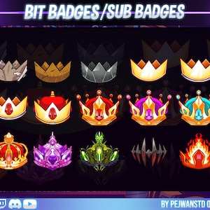 Twitch-subbadges | Subbadges kroon | krooninsignes | voor streaming of onenigheid
