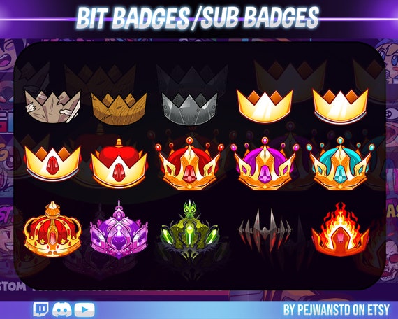 twitch sub badges | crown sub badges | crown badges | for streaming or discord