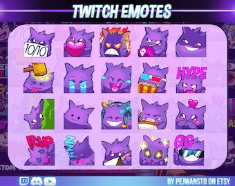 20 pack Anime emotes | anime | anime character | twitch emote | kawaii emote | cute emote | chibi emote | purple creature | purple emote