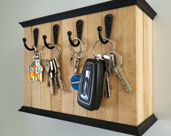 Hidden storage wall key holder wood