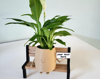 Niedlicher Blumentopf mit persönlicher Nachricht – Zimmerpflanzenständer – Übertopf für den Schreibtisch