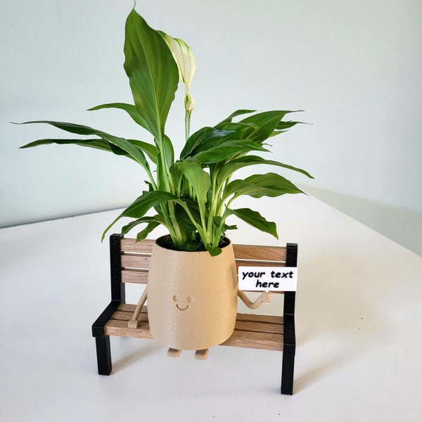 Cute personal message plant pot - indoor plant stand - planter for desk