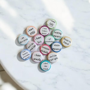 Custom Disability & Neurodivergent Support Badge | 32mm Pin Button | Personalised Text | Pastel or Bold Colours