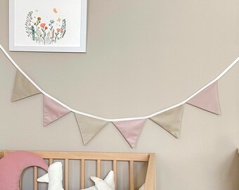 Wimpelkette Kinderzimmer rosa Wand Deko Stoffgirlande Geschenkidee zur Geburt Mädchen Babyparty Geschenk