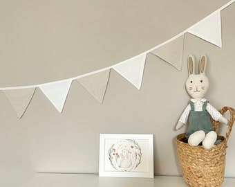 Pennant chain beige / garland baby / baby room decoration / pennant garland / garland cot / fabric bunting / gift for birth