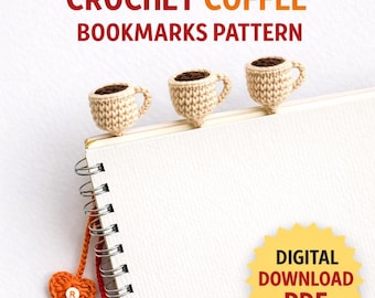 Coffee Cup Bookmark Crochet Pattern - Tiny Amigurumi Tutorial PDF - Easy Crochet Project