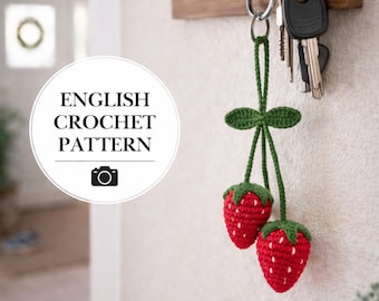 Hangpatroon aardbei pdf - amigurumifruit decor DIY - handgemaakte autohanger