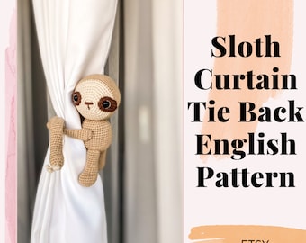 Sloth Curtain Tie Back Crochet Pattern – Amigurumi Baby Room Decor (PDF Tutorial)